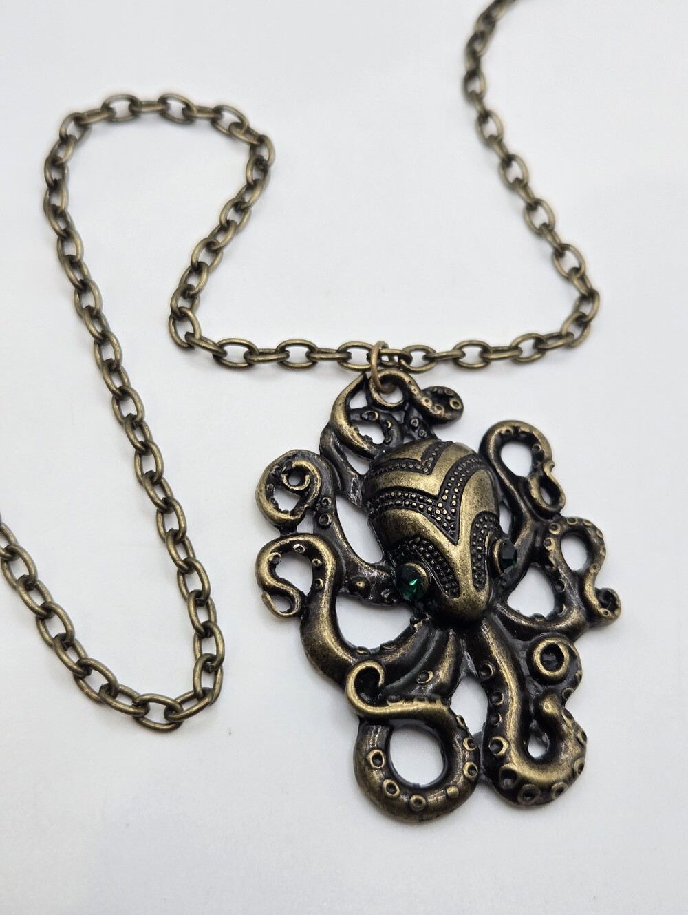 Octopus Kraken Cthulhu Pirate Edwardian Revival Necklace Steampunk Brass Tone